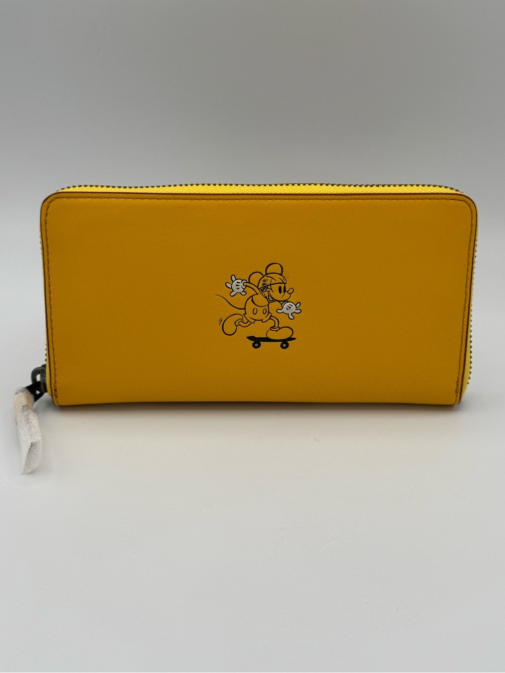 Coach x Disney Mickey Mouse Skateboarding Accordion Zip Long Wallet Yellow 58939